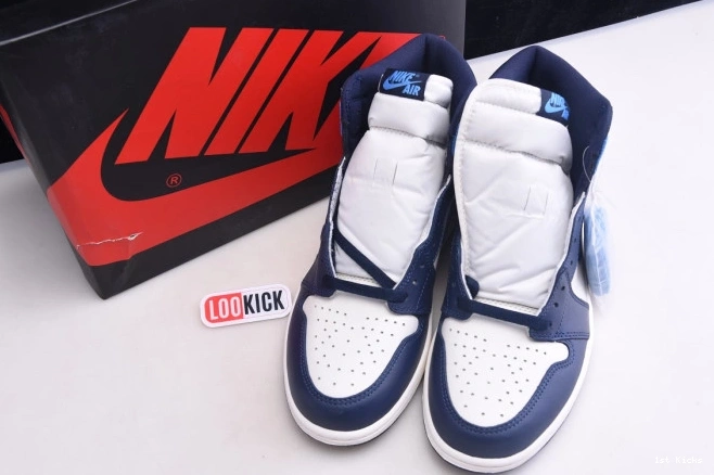 1st Kicks Retro OG Jordan High 1 Obsidian Air 555088-140 0705